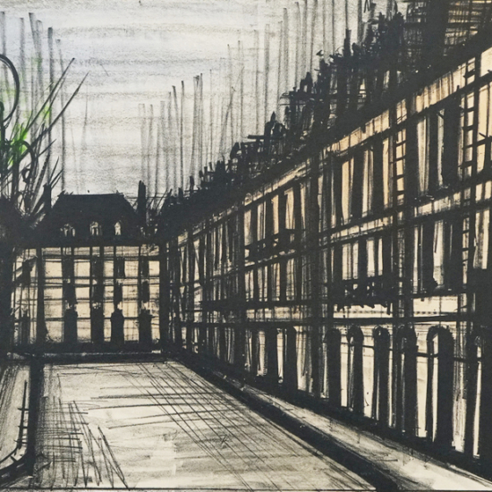 ベルナール・ビュッフェの絵画作品　タイトルは、ヴォージュ広場
